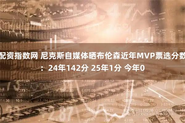 配资指数网 尼克斯自媒体晒布伦森近年MVP票选分数：24年142分 25年1分 今年0